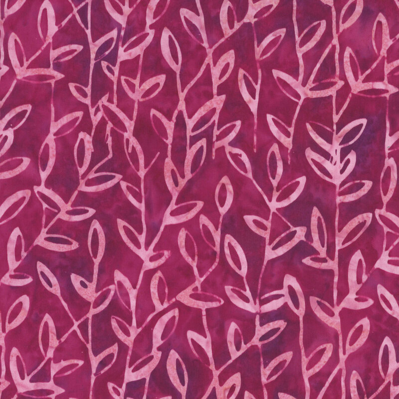 stunning fuchsia mottled fabric featuring intertwining mottled pink leaves