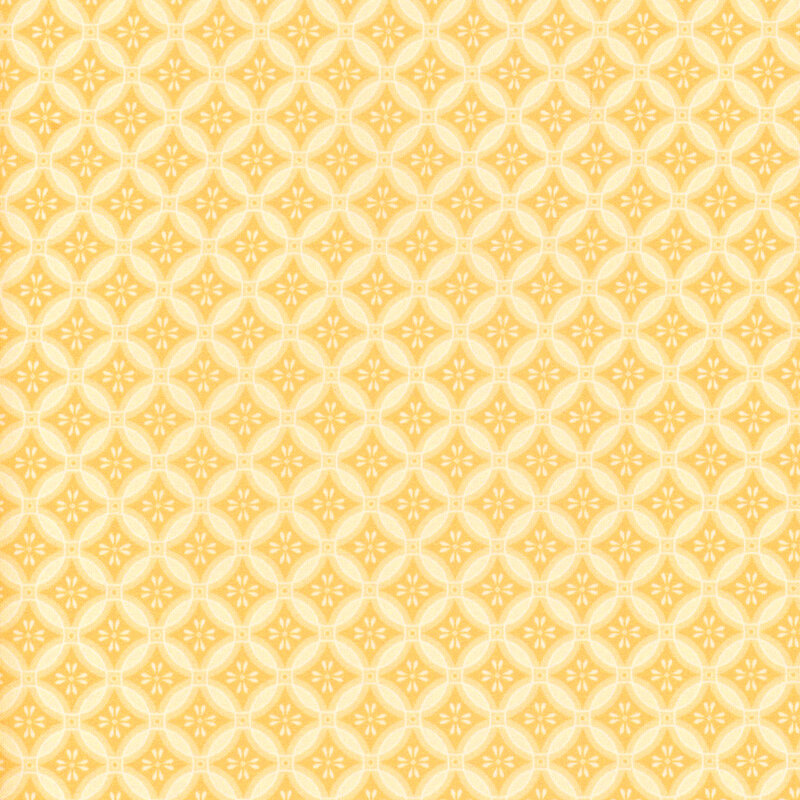 Yellow tonal fabric in a geometric, mosaic-like pattern