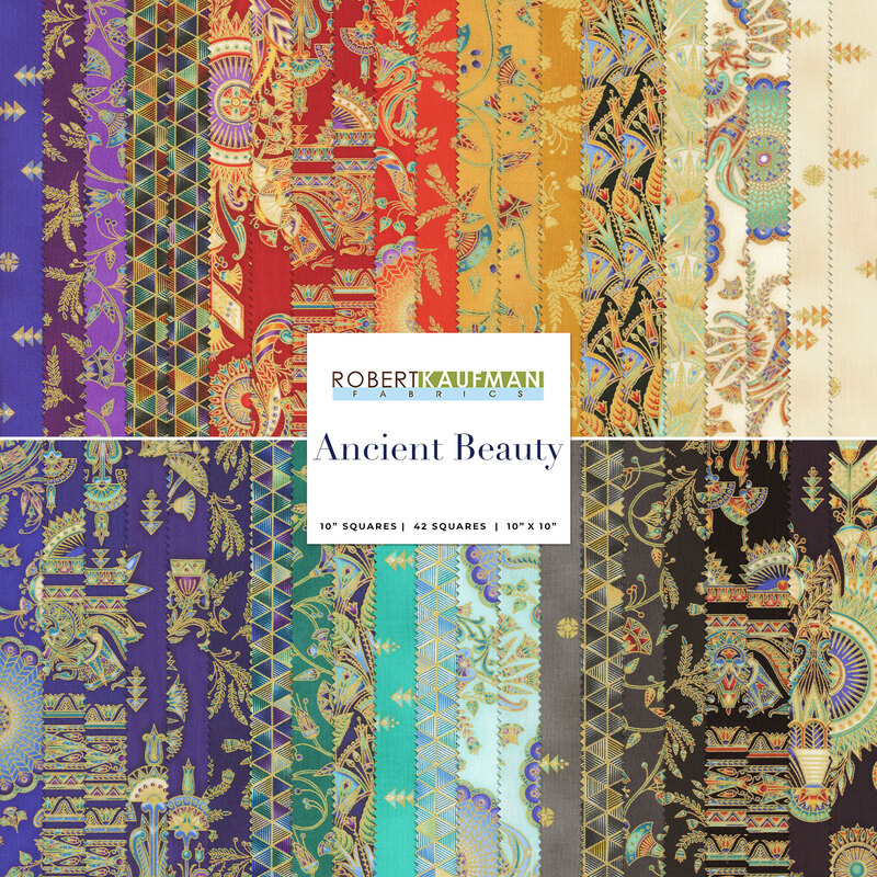 collage of all fabrics included in Ancient Beauty collection