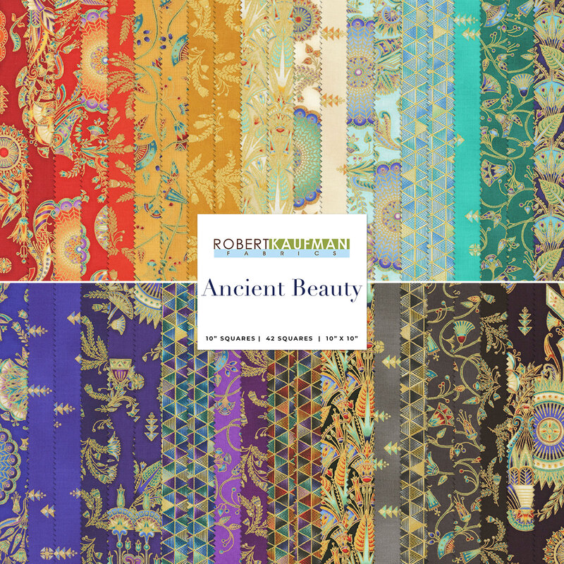 collage of all fabrics included in Ancient Beauty collection