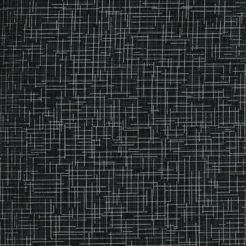 Black tonal linen textured basic fabric with silver metallic accents from the Quilter's Linen Collection