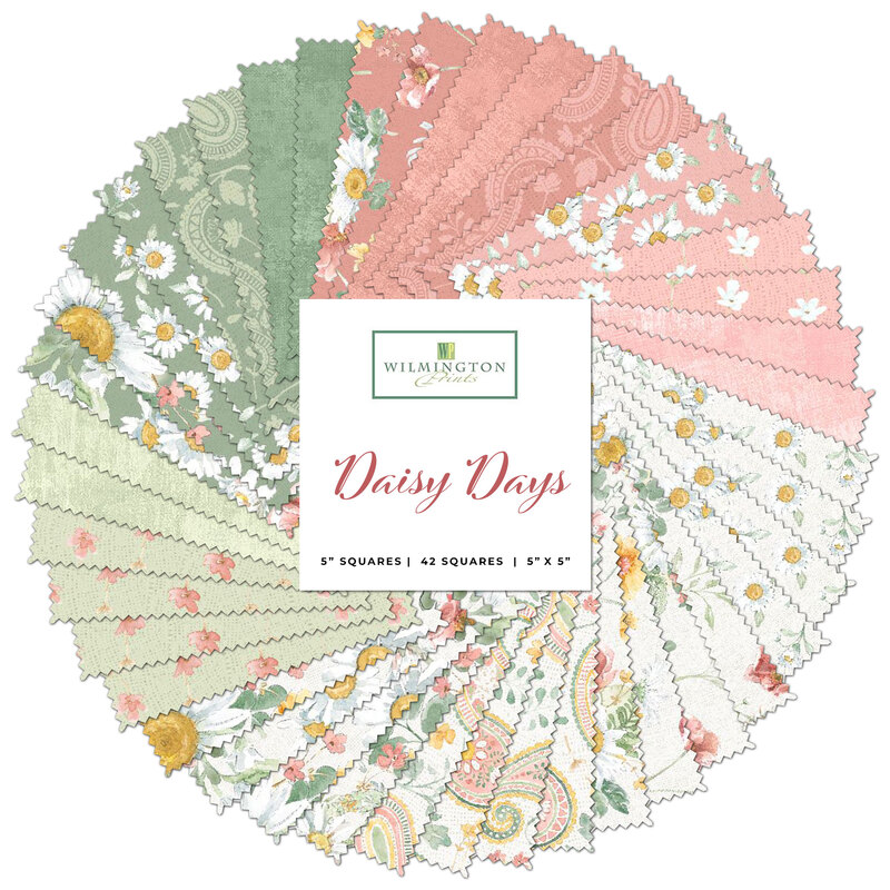 graphic of all fabric squares in the 5 karat crystal pack for daisy days