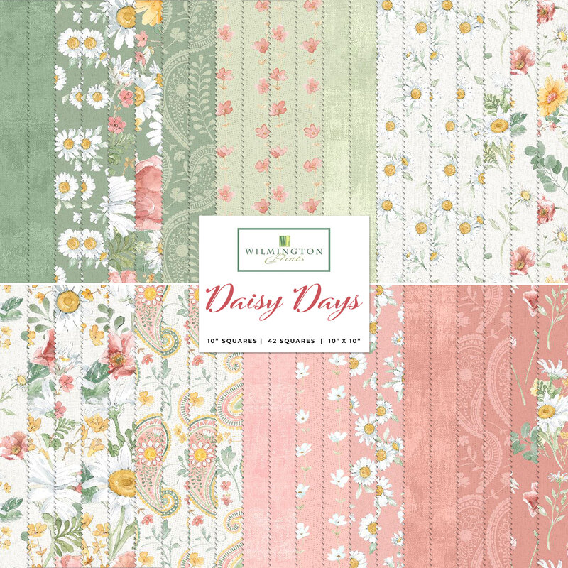 graphic of all fabric squares in the 10 karat crystal set of daisy days