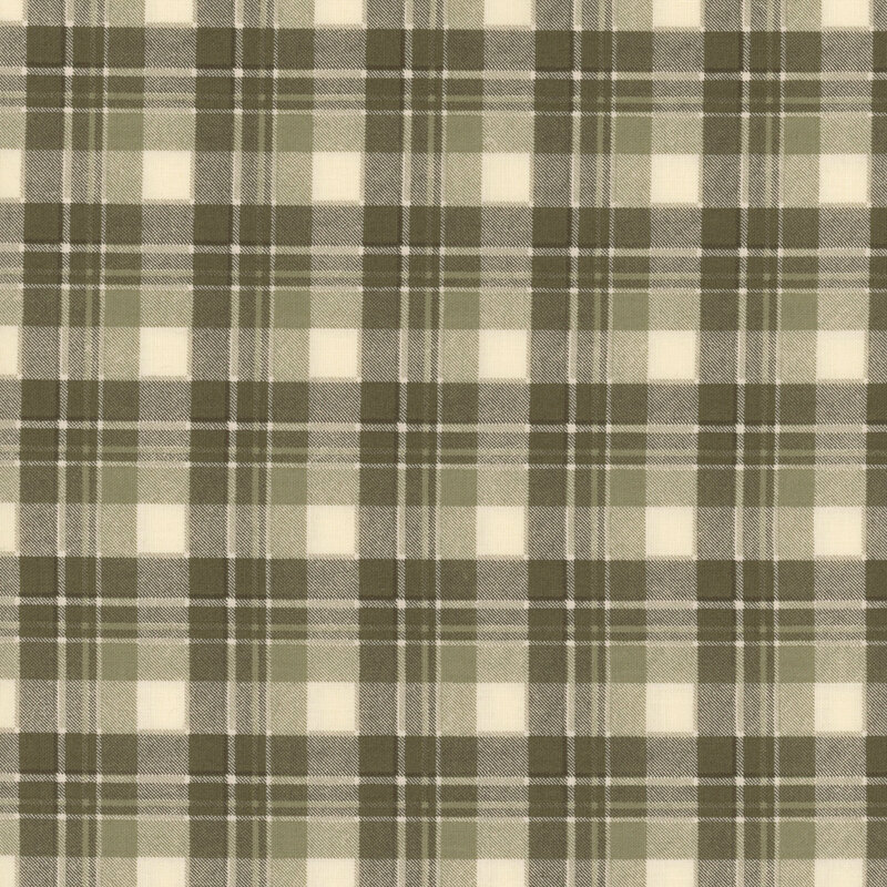 gorgeous muted plaid fabric including sage green and cream