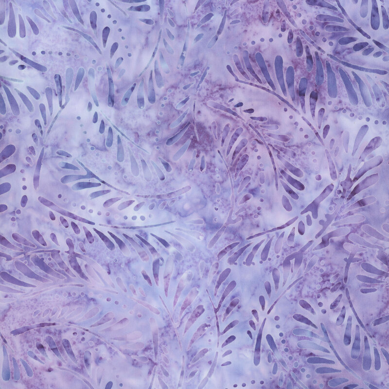 beautiful lavender fabric featuring tonal mottling and scattered abstract ferns