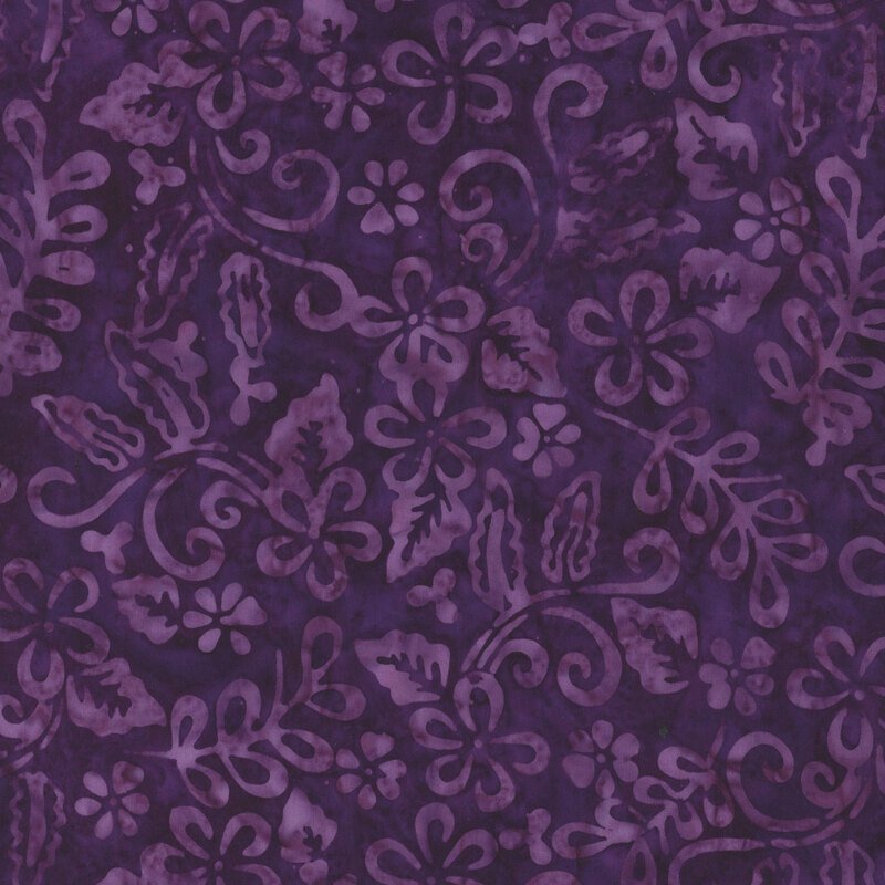 wonderful deep purple fabric featuring tonal mottling and a scattered floral design