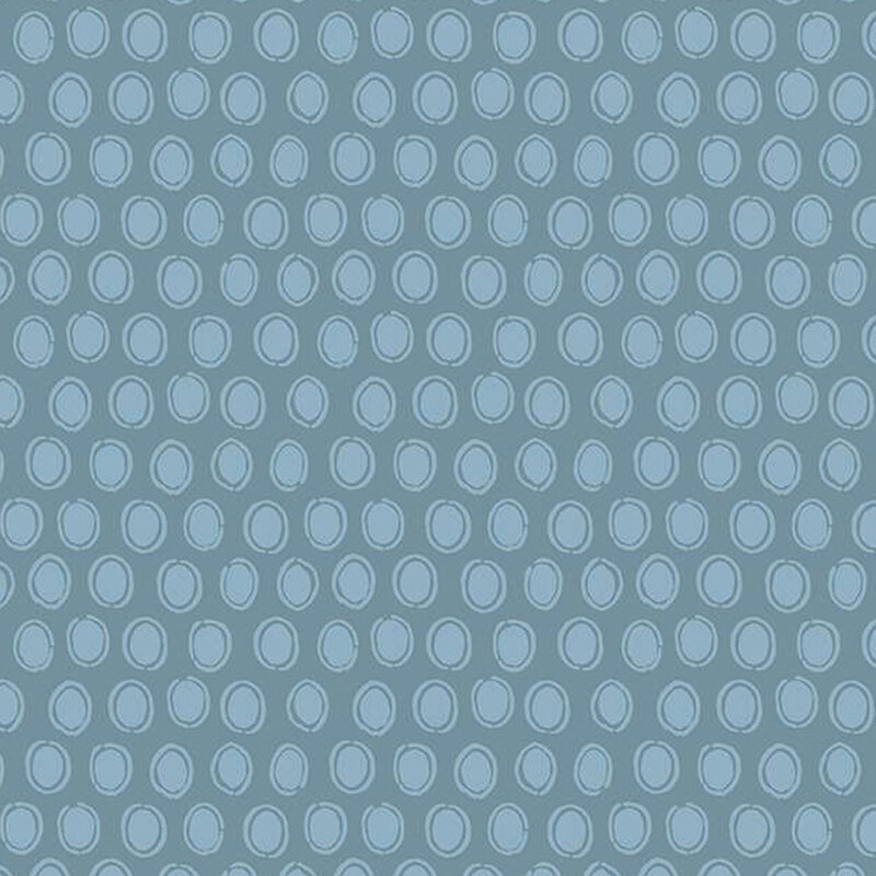 dutch blue fabric features rows of lighter dutch blue ovals surrounded by sketched circles