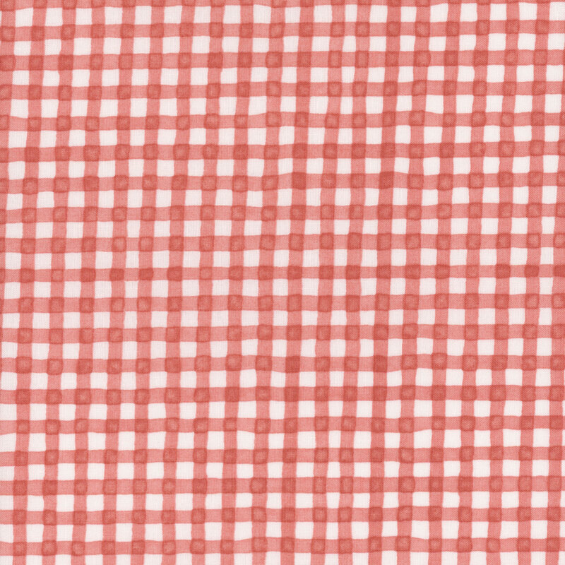 watercolor styled gingham fabric features cream and pink coloring