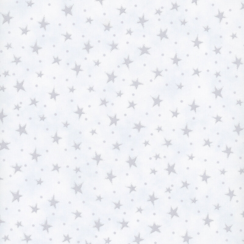 mottled white fabric with scattered ditsy stars and tonal speckles