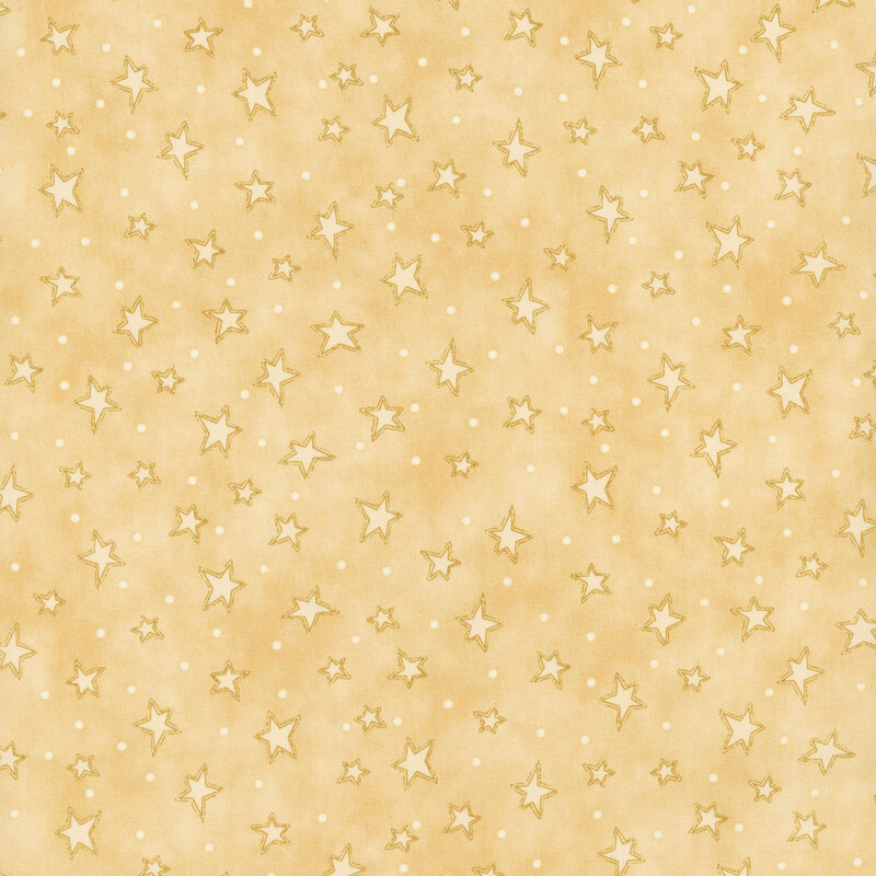 mottled tan fabric with scattered ditsy stars and tonal speckles
