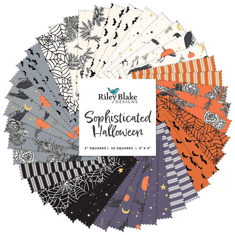 Graphic featuring all the fabrics in the sophisticated halloween collection 5