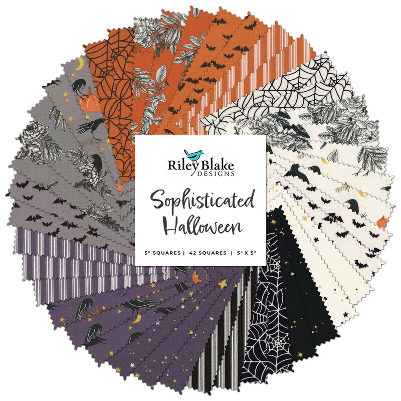 Graphic featuring all the fabrics in the sophisticated halloween collection 5