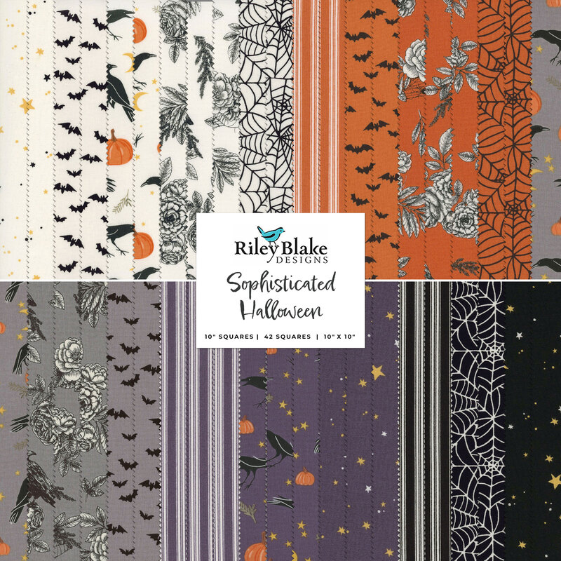 Graphic featuring all the fabrics in the sophisticated halloween collection 10