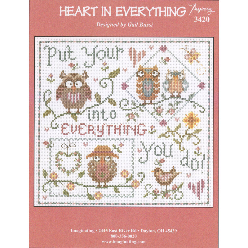 Image of the front of the pattern booklet featuring the finished design, the title, and designer information
