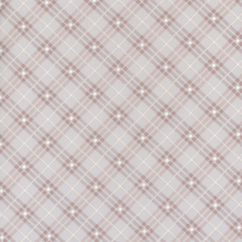 light gray plaid fabric with white stripes and diamonds