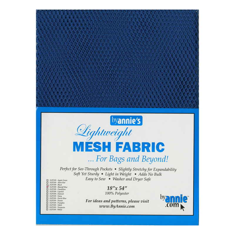 Photo of a package of blue mesh fabric isolated on a white background