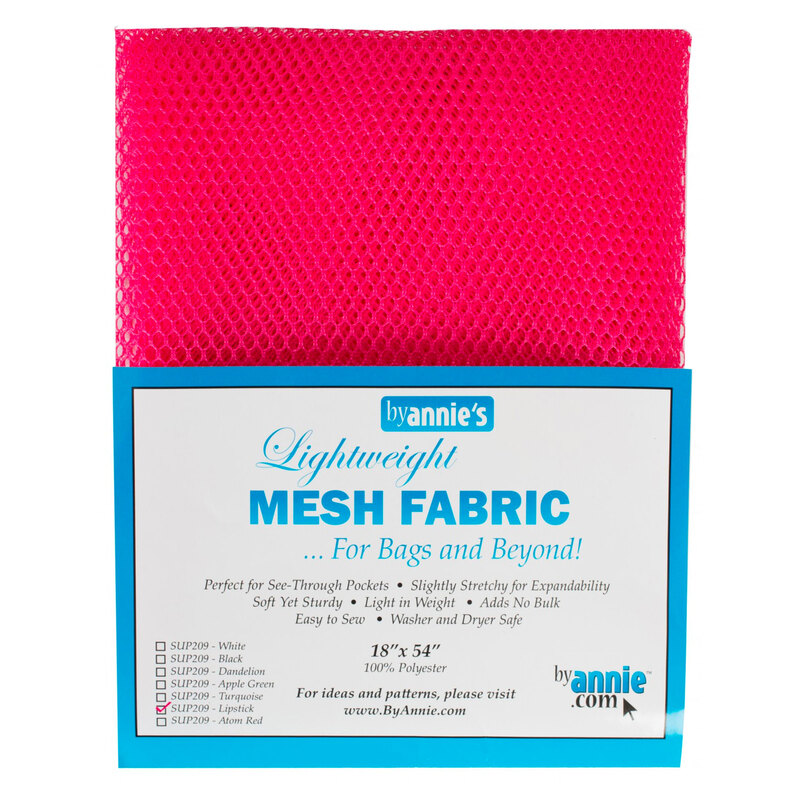 Photo of a package of bright pink mesh fabric isolated on a white background