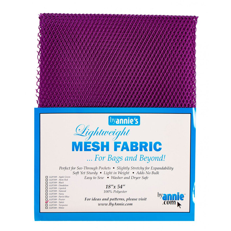 Photo of a package of purple mesh fabric isolated on a white background
