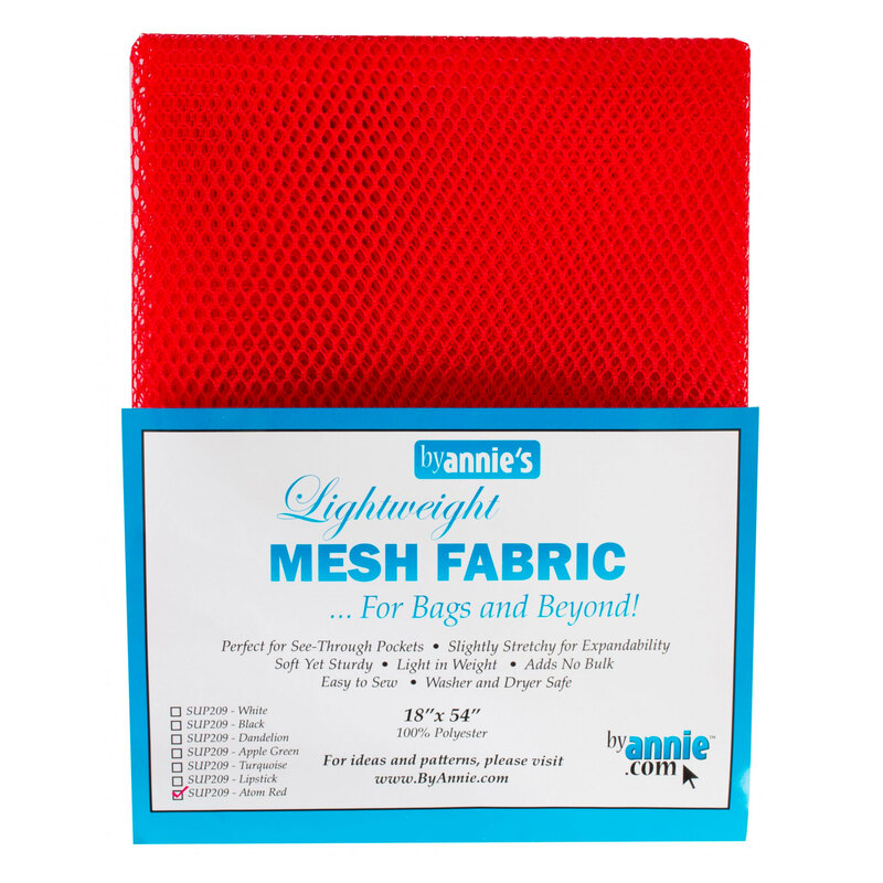Photo of a package of bright red mesh fabric isolated on a white background