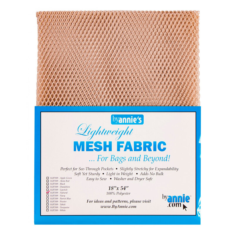 Photo of a package of beige mesh fabric isolated on a white background
