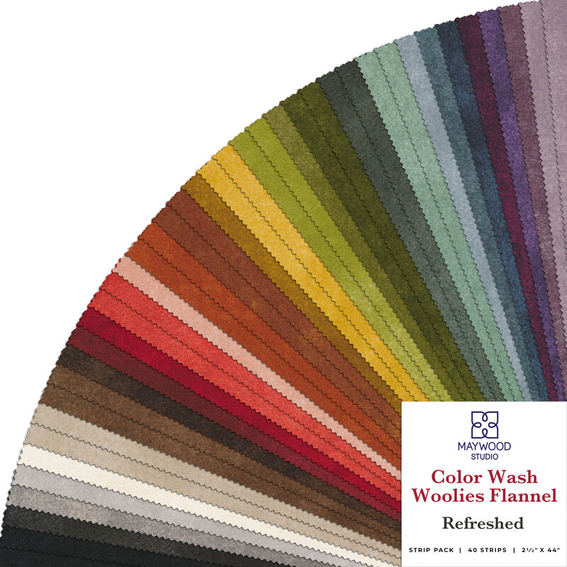A splayed collage of flannel fabrics included in the Color Wash Woolies Flannel 2-1/2