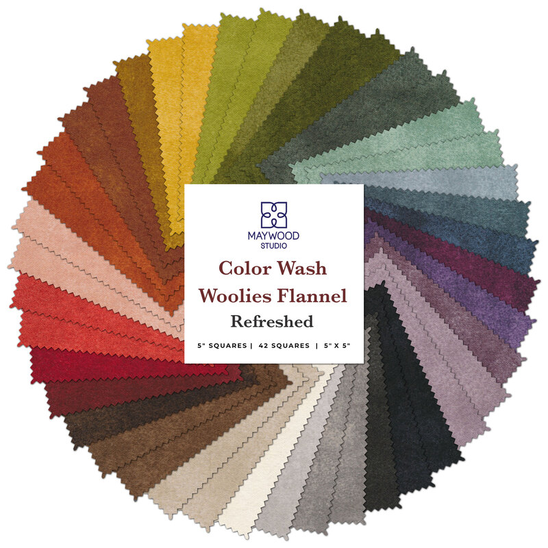 A spiraled collage of colorful flannel fabrics in the Color Wash Woolies Flannel - Refreshed 5