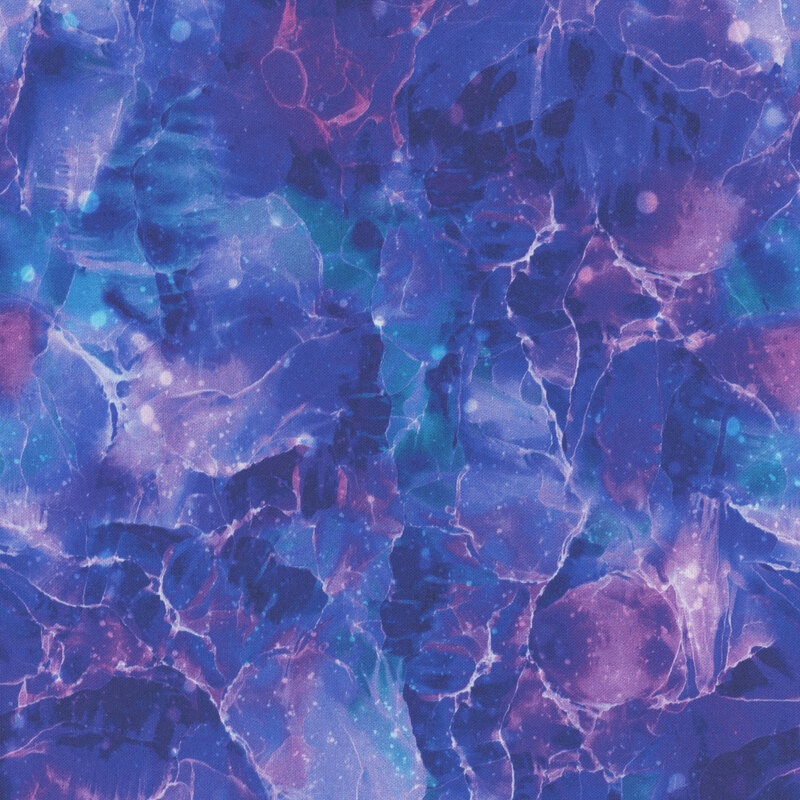 Marbled and mottled ice purple, indigo, and magenta impressions of glacial ice