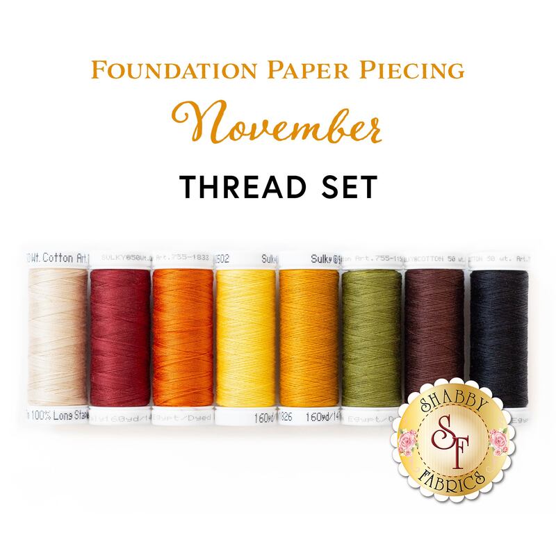An image of an 8 pc Applique Thread Set for Foundation Paper Piecing November.
