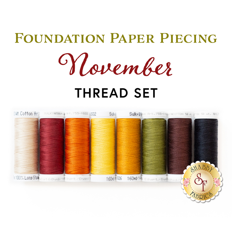 An image of an 8 pc Applique Thread Set for Foundation Paper Piecing November.
