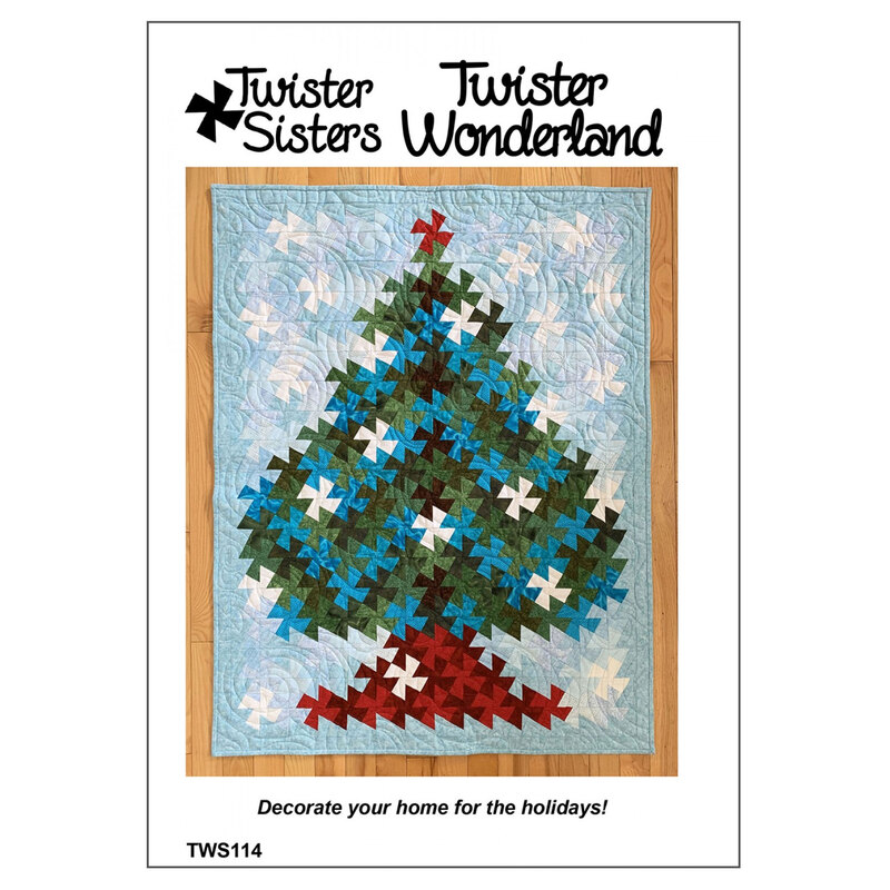 Cover of the twister treat pattern with an image of a pine tree quilted on a wall hanging or table topper