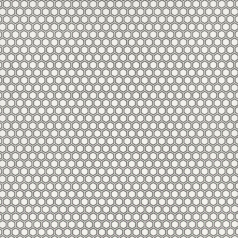 white fabric featuring a black honeycomb texture