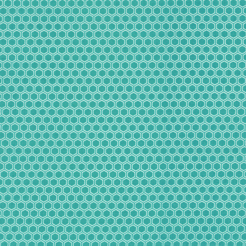 teal fabric featuring a white honeycomb texture