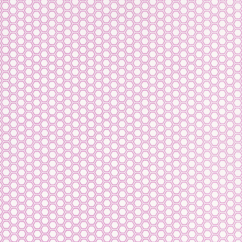 white fabric featuring a purple honeycomb texture