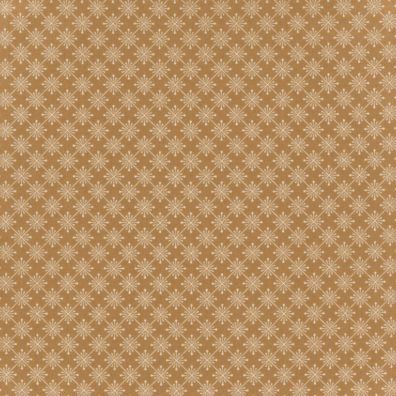 tan fabric featuring a white burst grid pattern