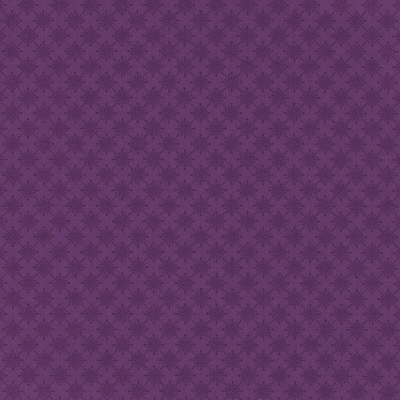 purple fabric featuring a darker purple burst grid pattern