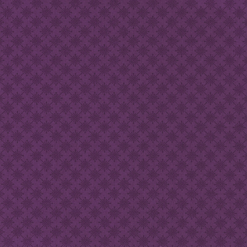 purple fabric featuring a darker purple burst grid pattern