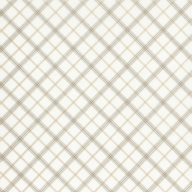 cream fabric featuring diagonal cream and tan plaid in three different shades