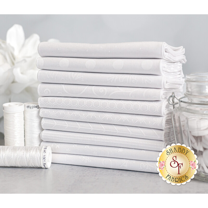 photo of 10 FQ set of kimberbell basics refreshed whites in all white