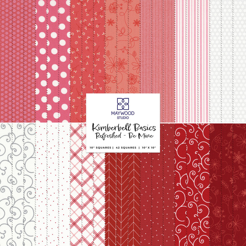 Collage of pink, red, and white fabrics in the 10