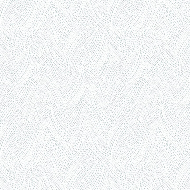 Digital image of white fabric with a gray abstract chevron pattern all over
