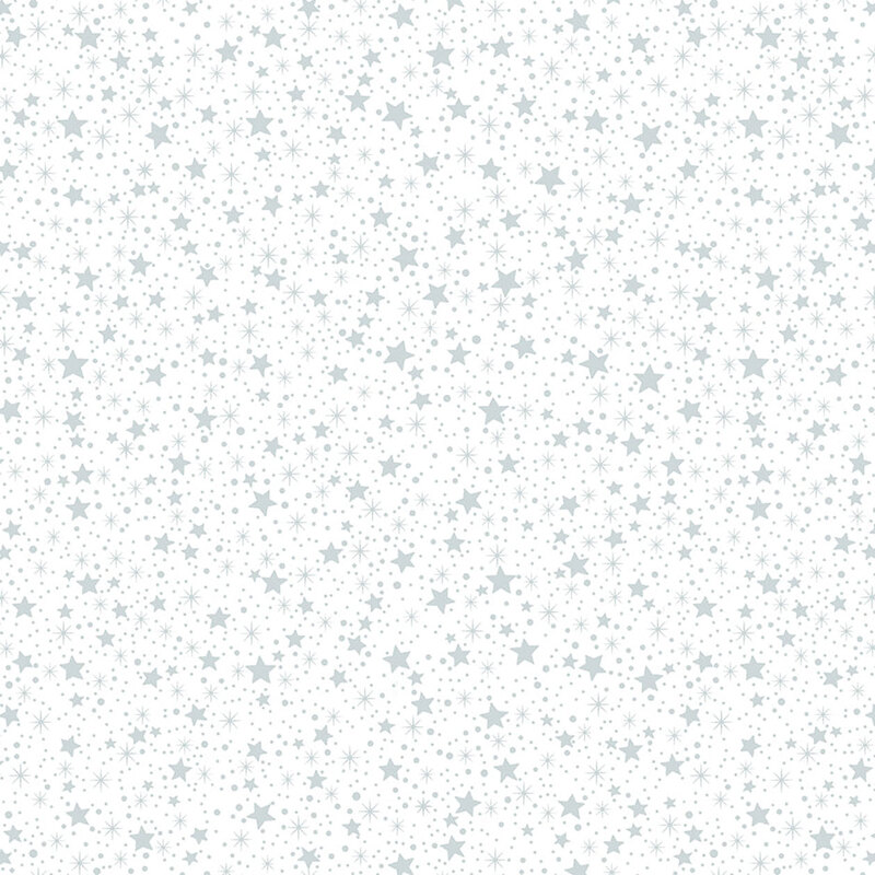 Digital image of white fabric with a gray star pattern all over