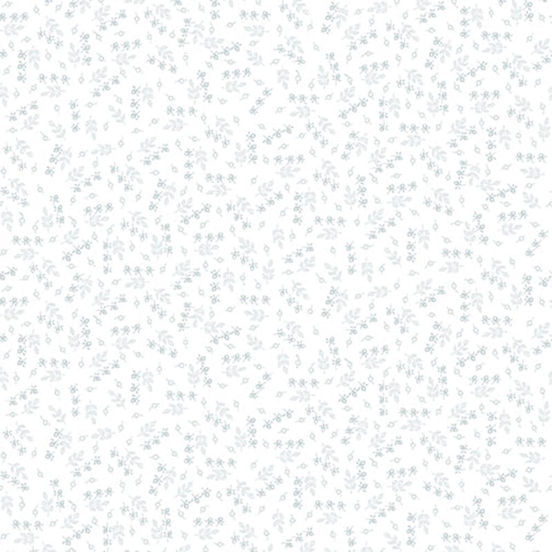 Digital image of white fabric with a gray floral pattern all over