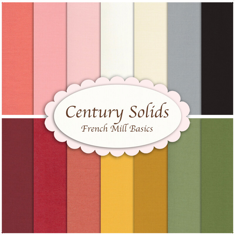 Composite image of all the fabrics in the French Mill Century Solids basics collection