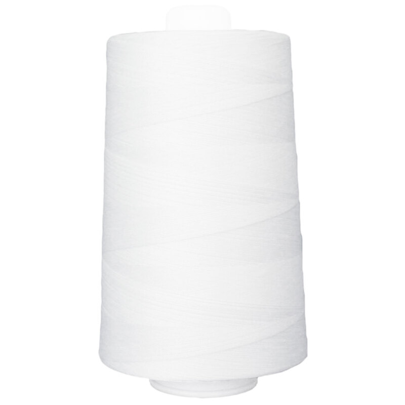 Large spool of bright white thread on a white background