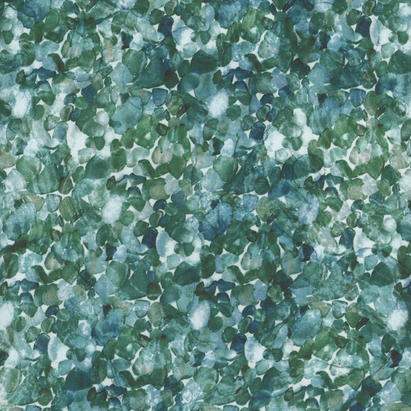 Speckled, mottled white, and aqua fabric