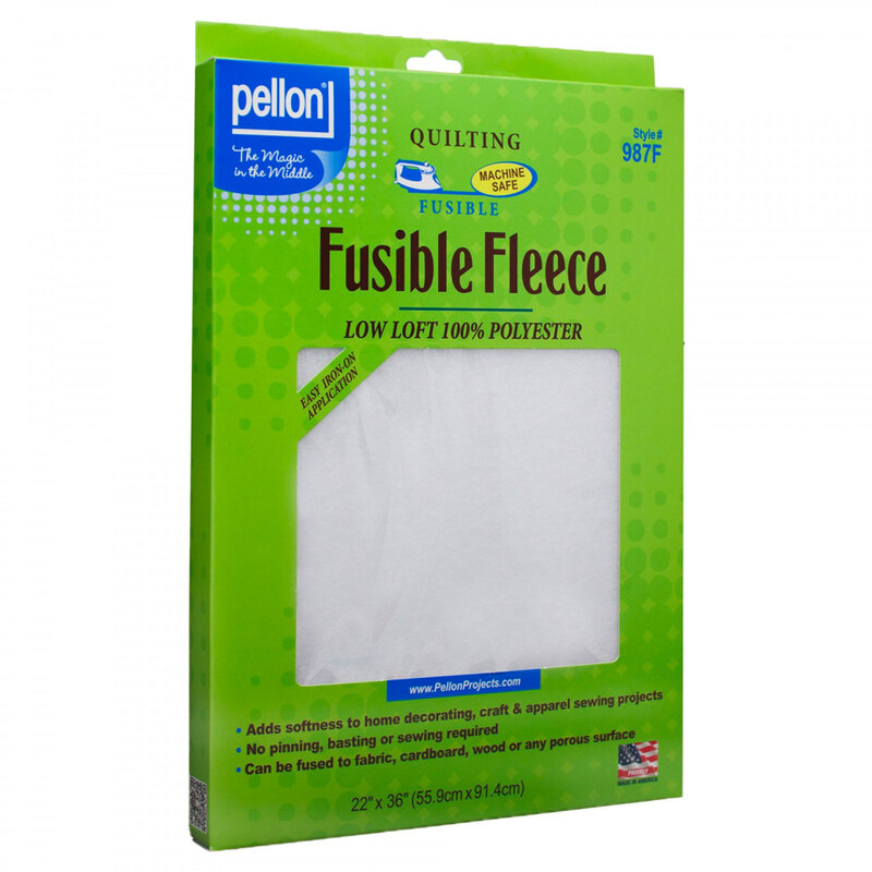 Bright green box of white fusible fleece on a white background