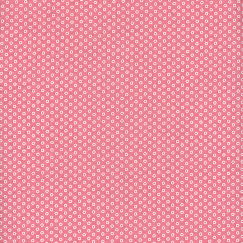 White hollow polka dots on a fun pink background