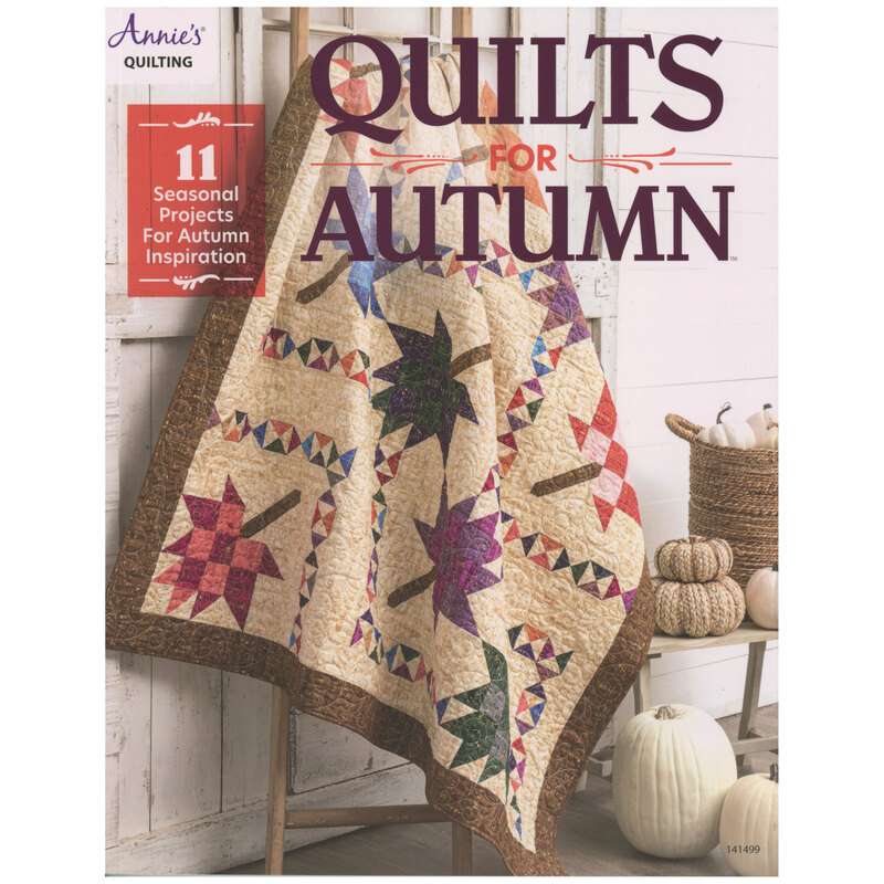 Front of Quilts for Autumn book featuring a maple leaf block pattern called 