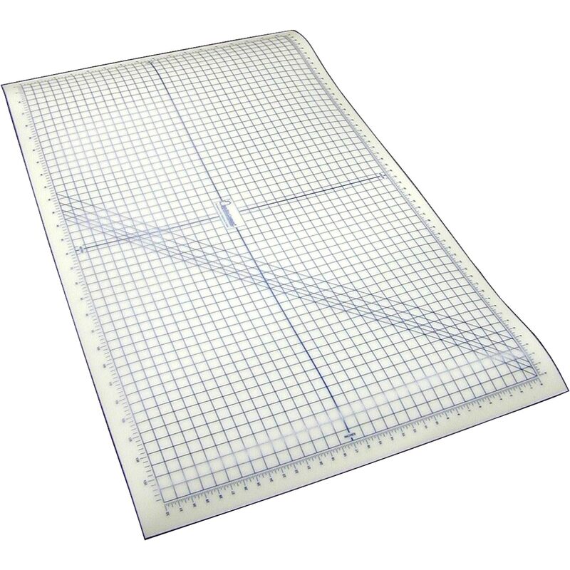 large translucent cutting mat with silk screened blue lines and numbers