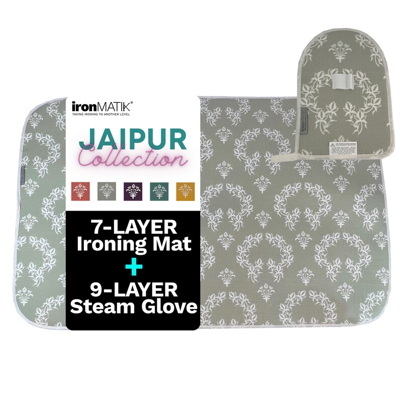 Jaipur Collection Premium Ironing Mat & Steam Glove Bundle Jaipur Green